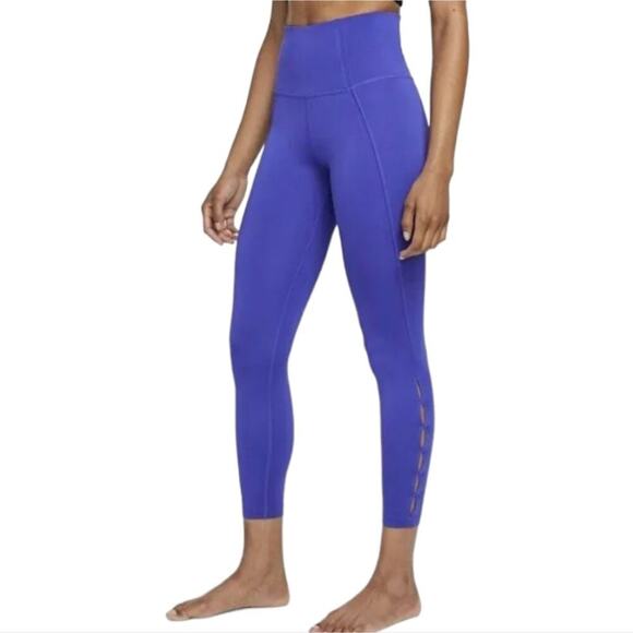 Nike Yoga Women’s Blue High-Waisted 7/8 Cut-Out Leggings (DD5557-430) Plus Sz 2X - Picture 1 of 14